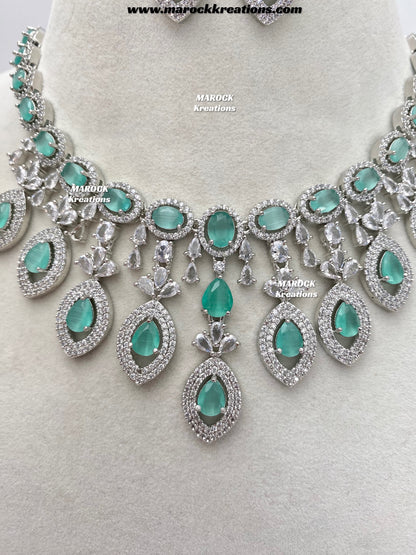 Samiha Silver American Diamond Necklace set