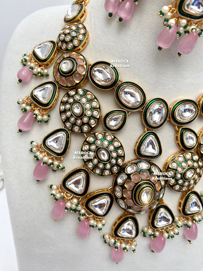 Amisha Premium Quality Kundan Meenakari Statement Necklace set