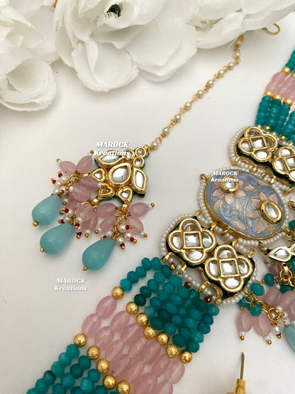 Brinda Premium Quality Kundan Meenakari Statement Choker set