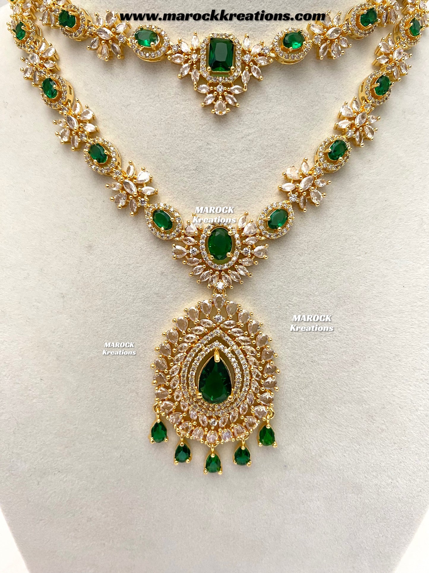 Farhat Golden American Diamond Necklace set