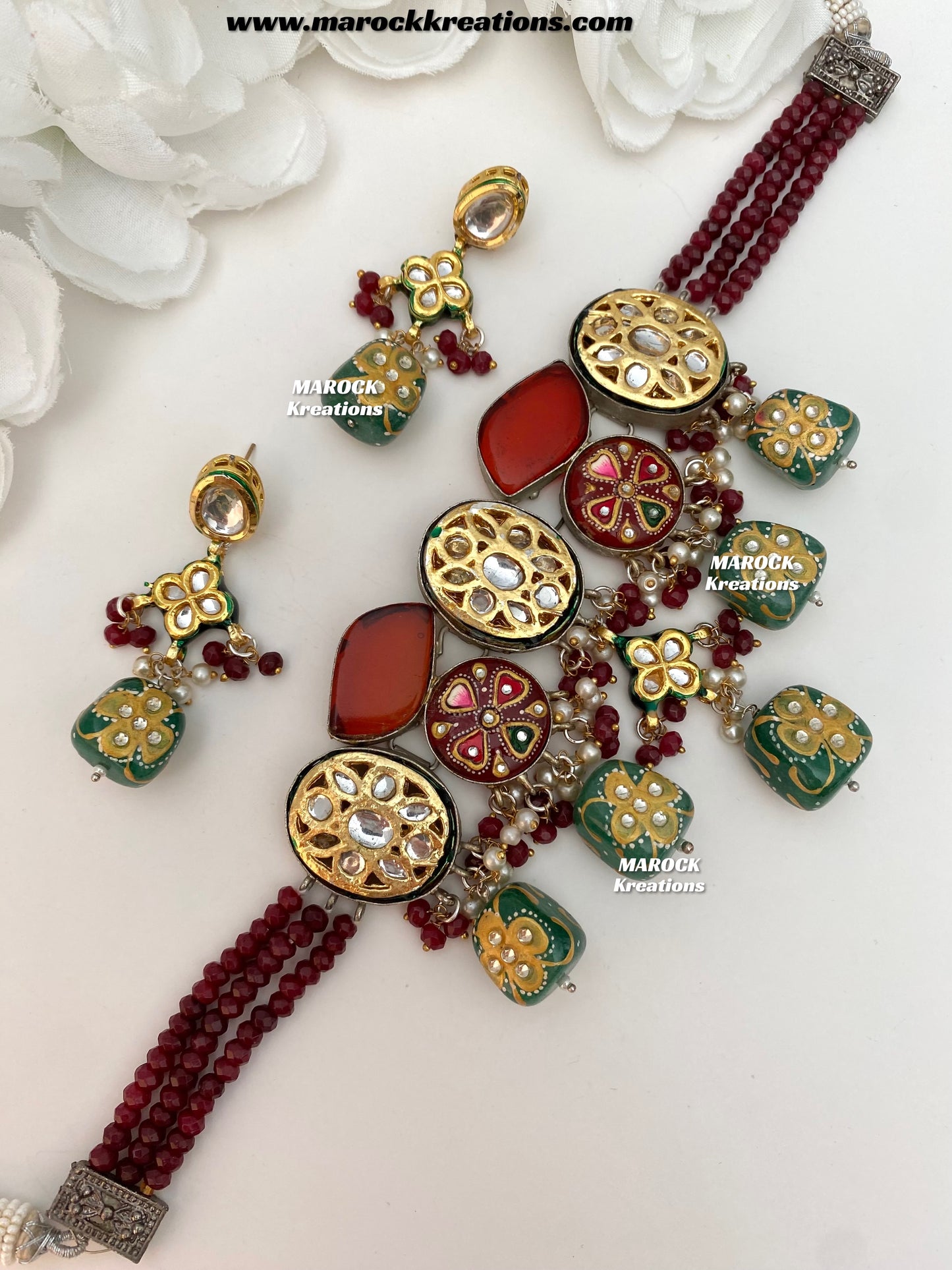 Palak Premium Quality Kundan Meenakari Statement Choker set