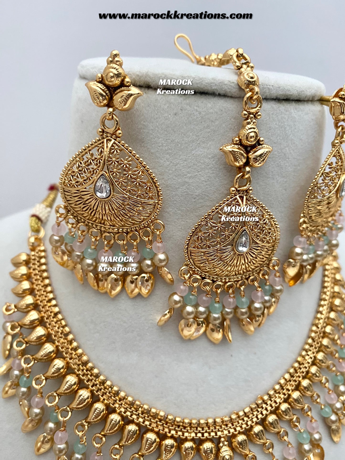 Diya Premium Quality Gold Plated peepal patti necklace set