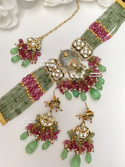 Brinda Premium Quality Kundan Meenakari Statement Choker set