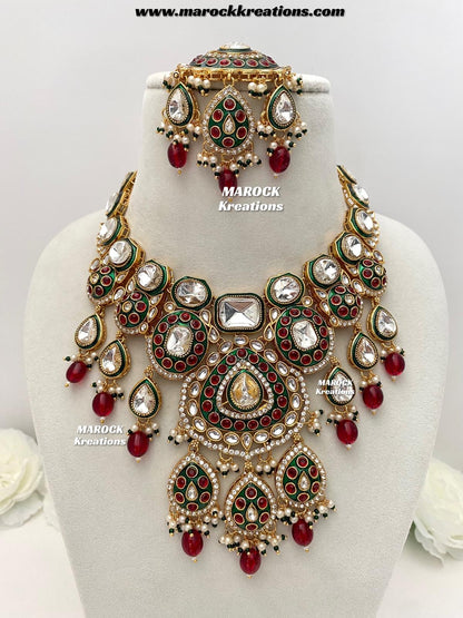 Sanuja Kundan Meenakari Statement Necklace set/Bridal set