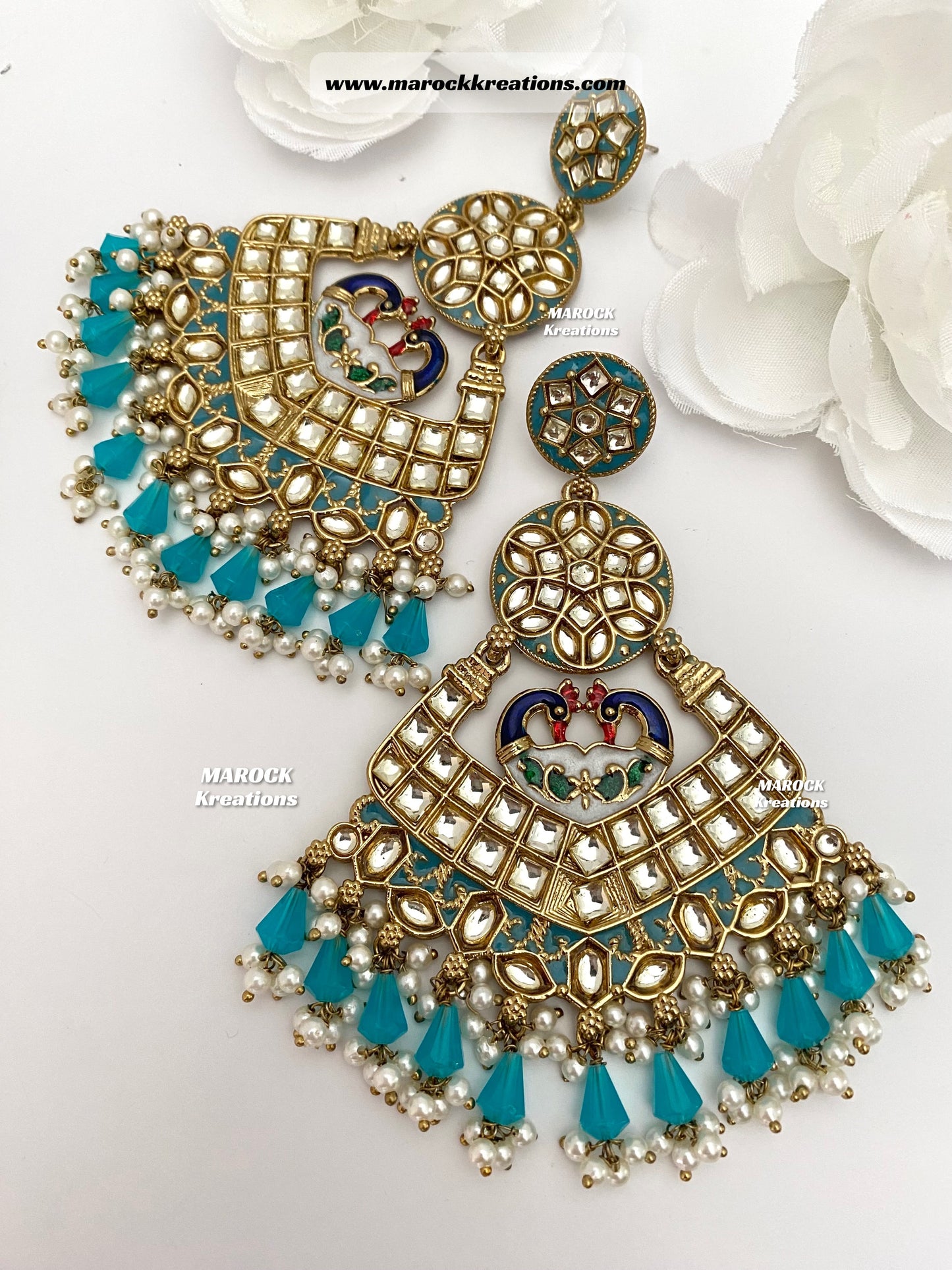 Premium Quality Kundan Meenakari Statement Earrings