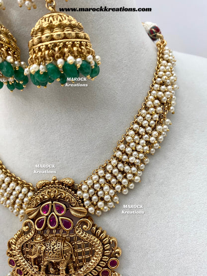 Sahana Premium Quality Gold Plated Rajwadi necklace set