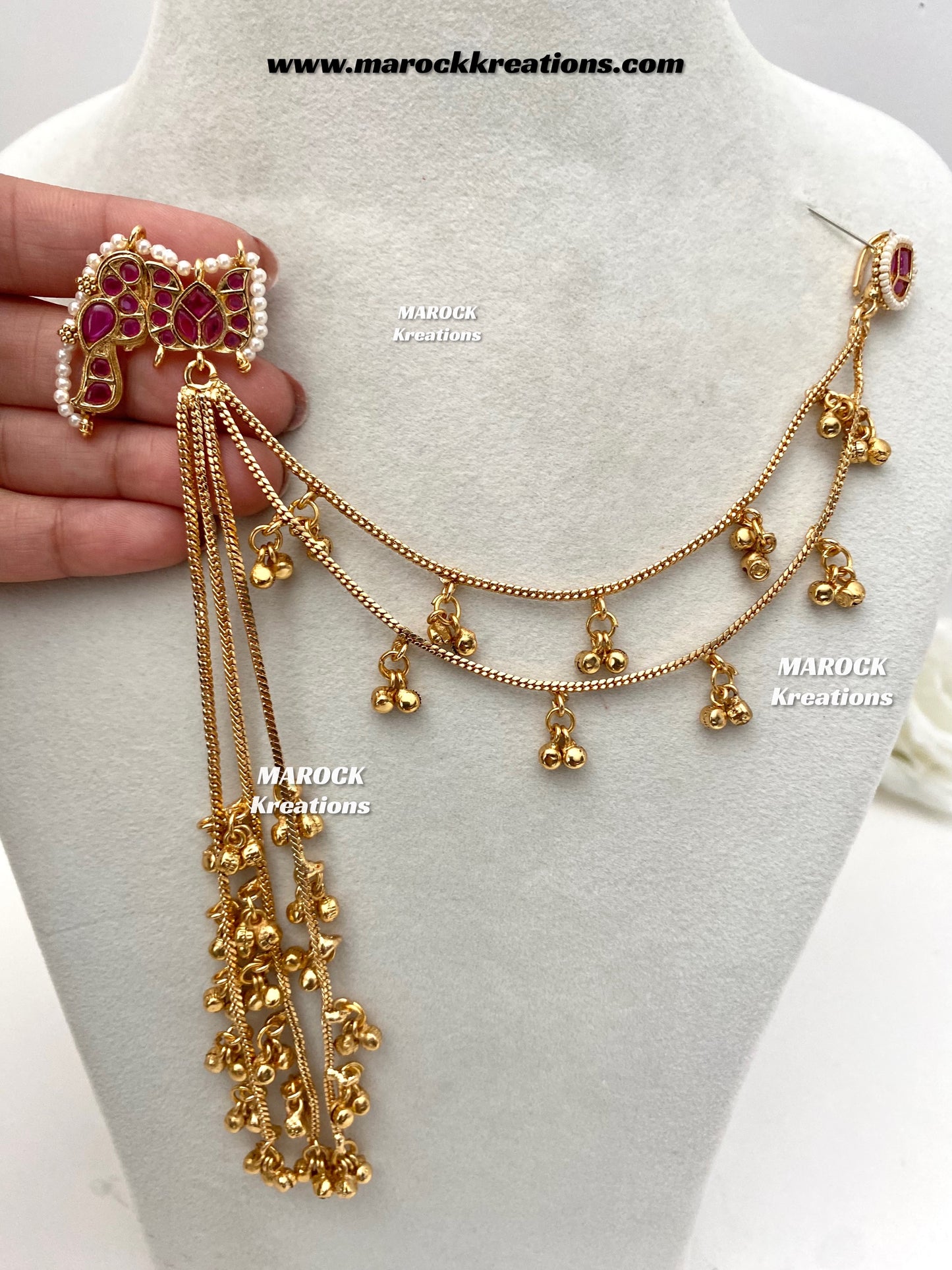 Sakina Premium quality Gold plated Kashmiri Statement Earrings with attached Saharey