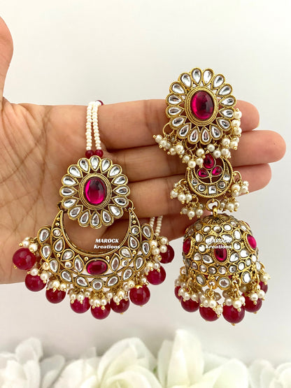 Premium Quality Kundan Jhumki Earrings and tikka sets