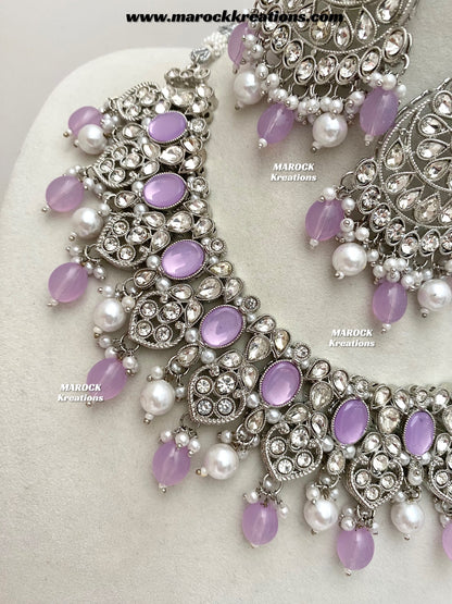 Zoila Silver Stone Necklace set