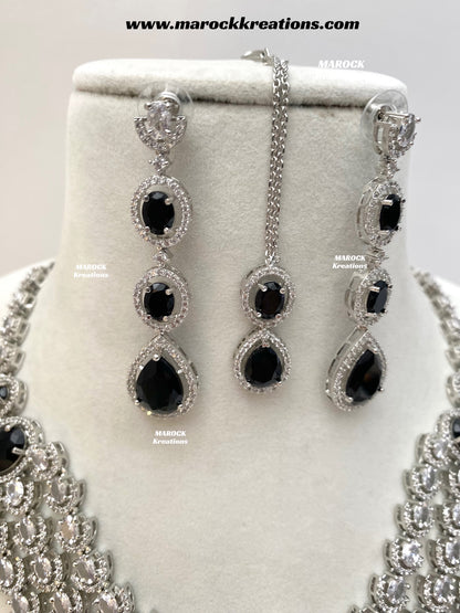 Gannat Silver American Diamond Necklace set