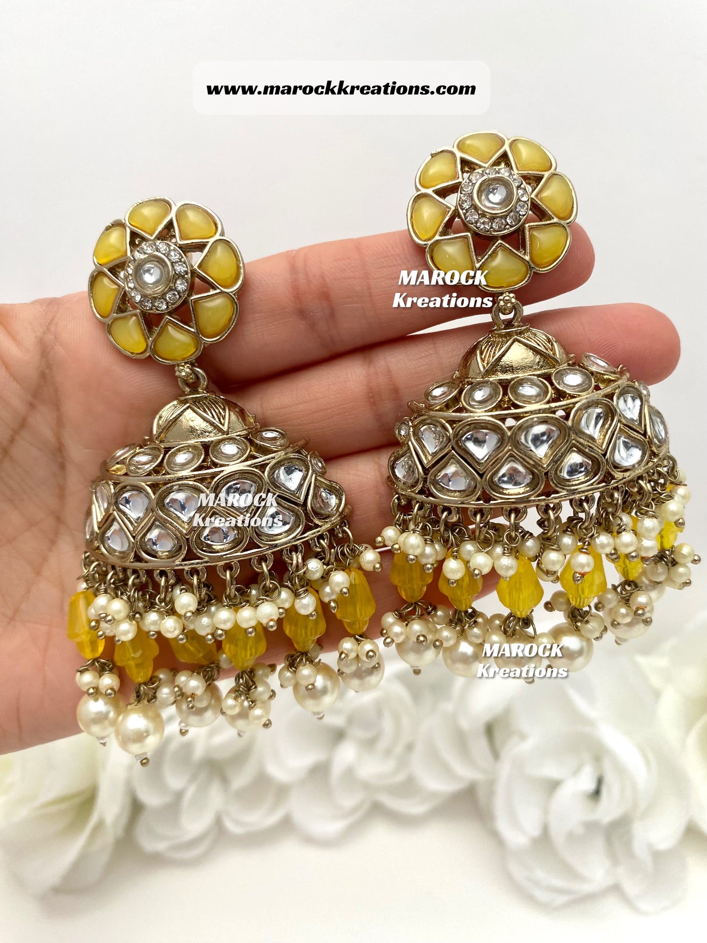 Bollywood style Kundan Statement Earrings