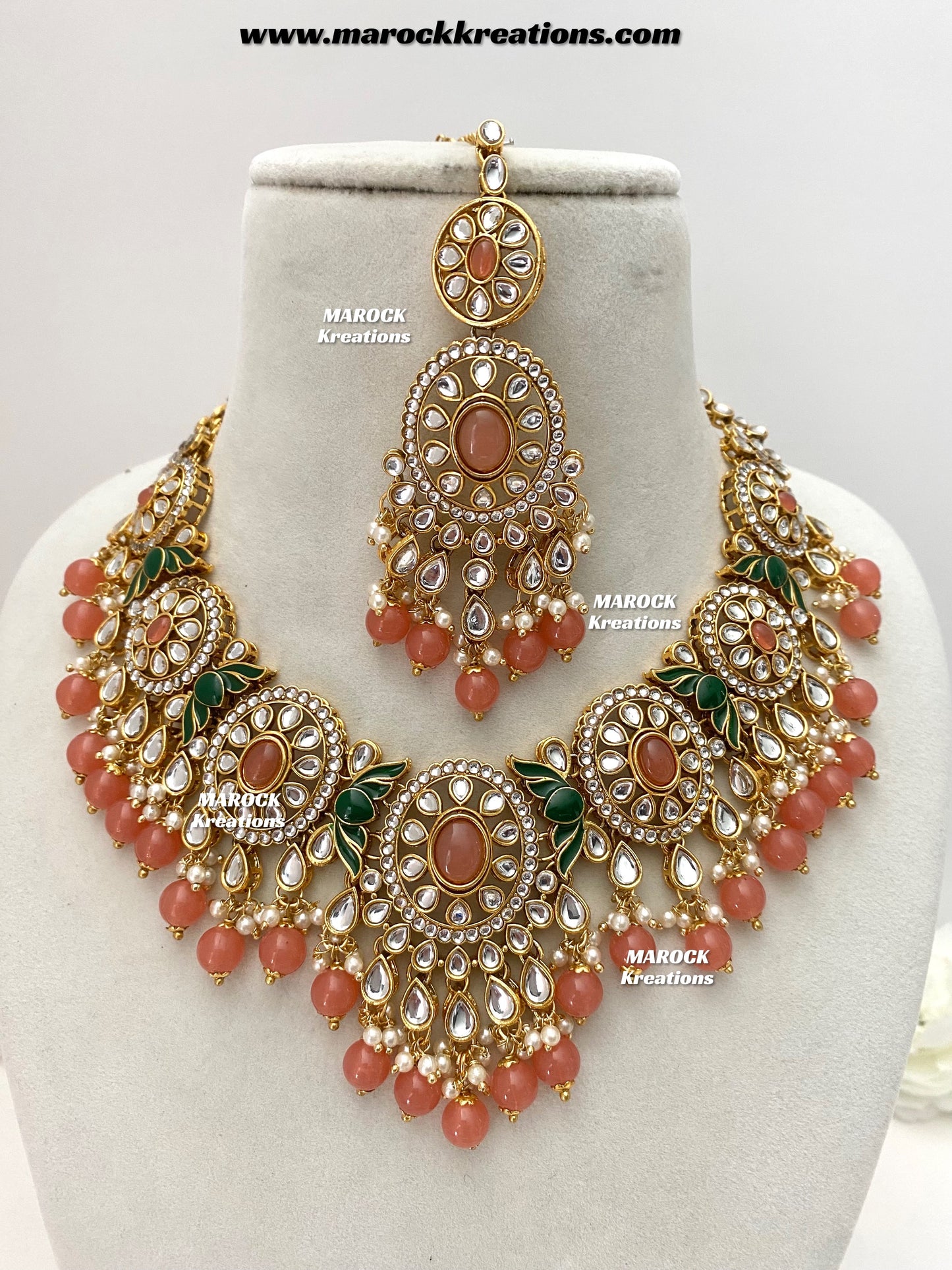Iqra Premium Quality Kundan Meenakari Statement Necklace set
