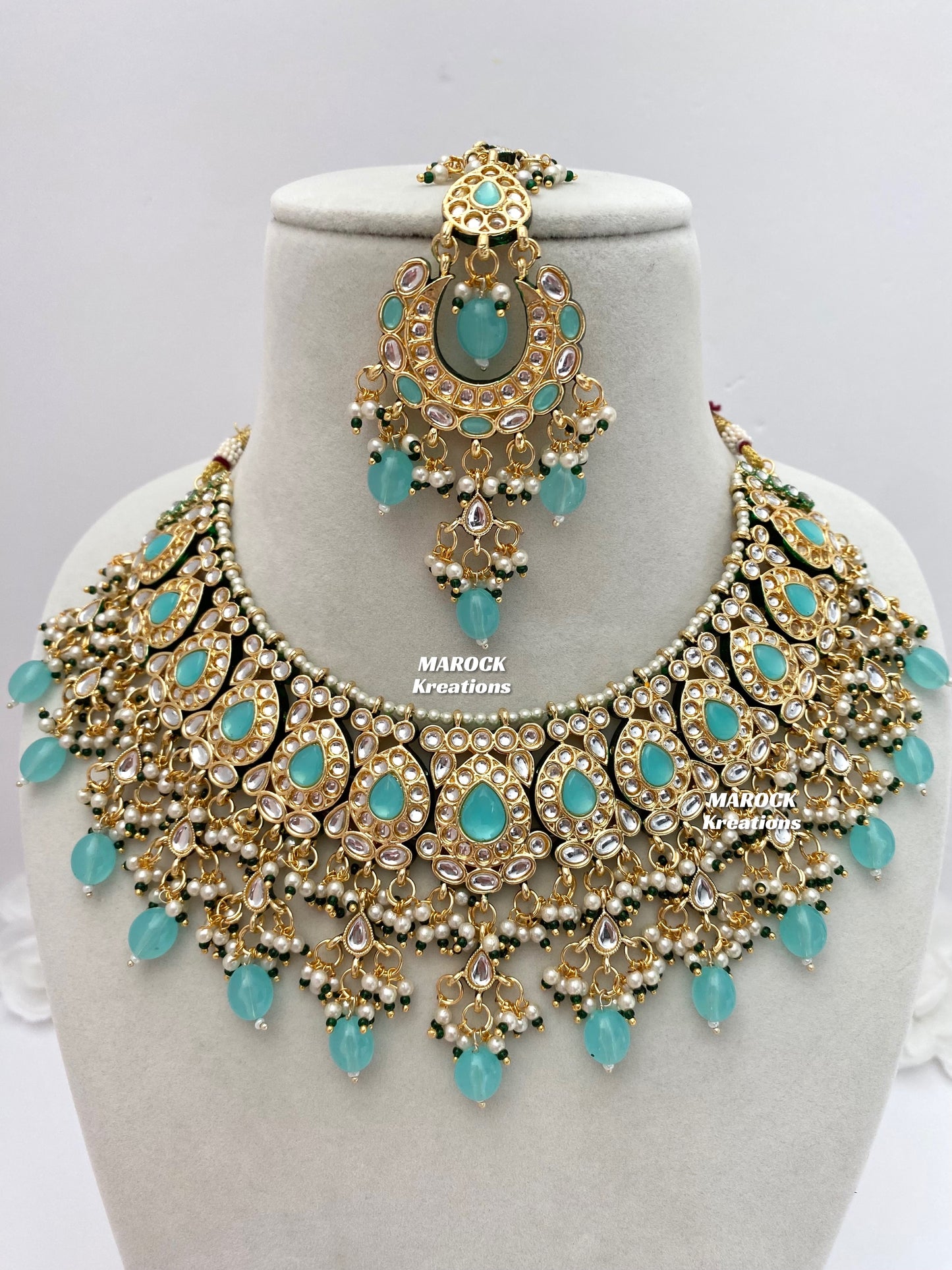 Premium Quality Thappa Kundan Statement Necklace set