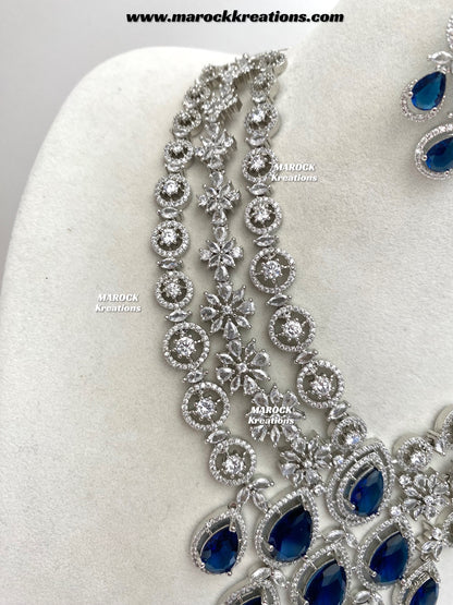 Kristi Silver American Diamond Necklace set