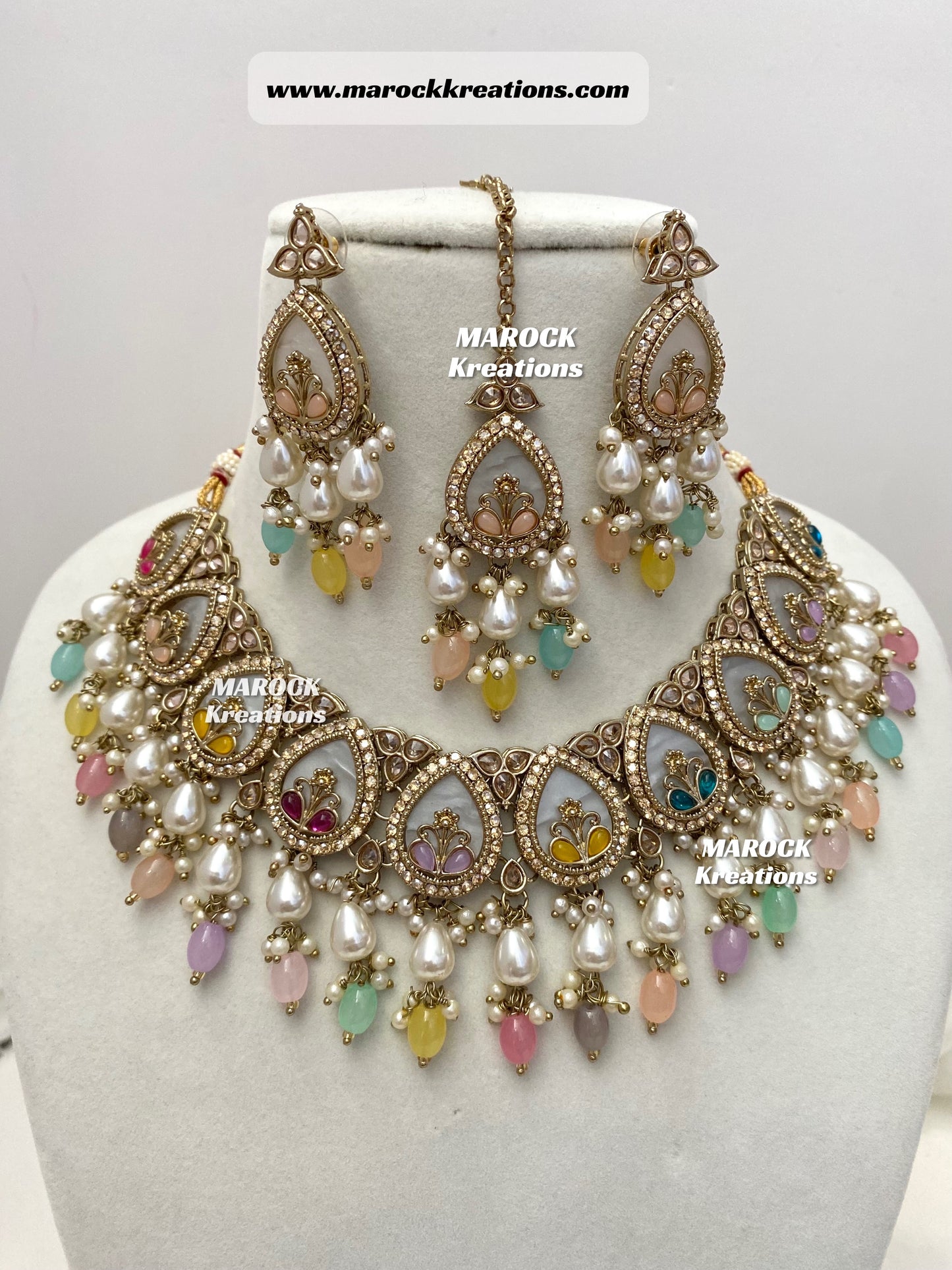 Antique Gold Polki Statement Necklace set