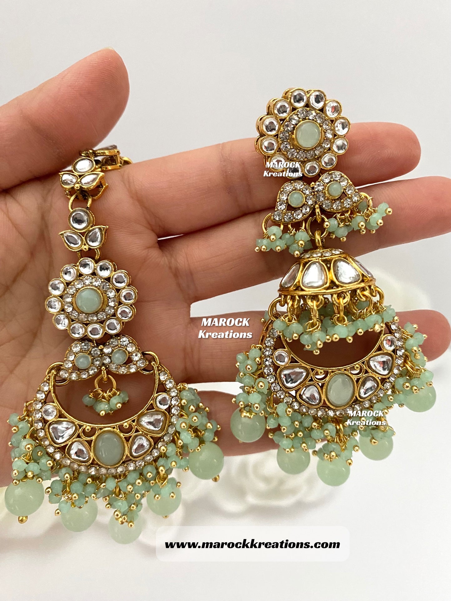 Premium Quality Kundan Earrings and tikka set