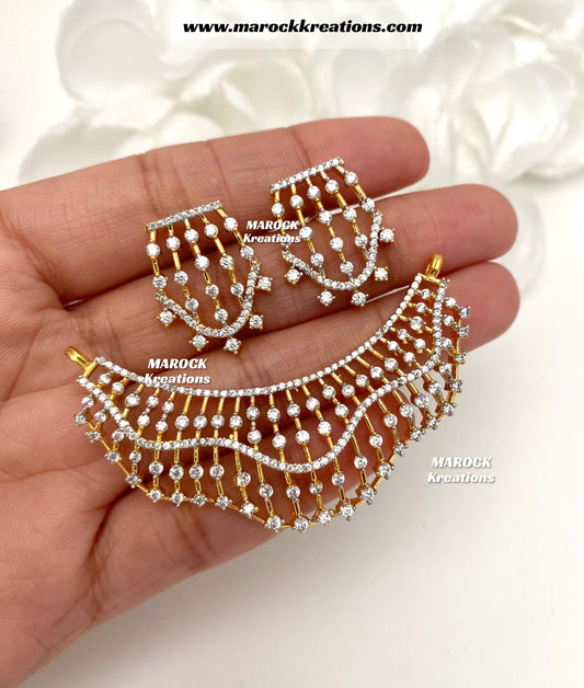 American Diamond Mangalsutra pendant with matching earrings