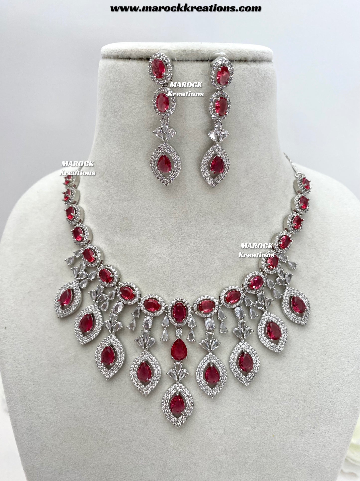 Samiha Silver American Diamond Necklace set