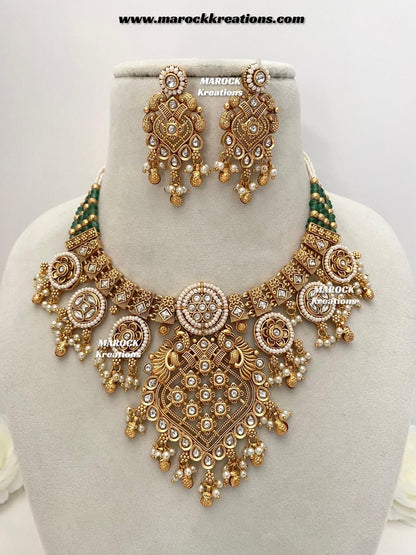 Denia Premium Quality Gold plated Rajwadi Meenakari necklace set