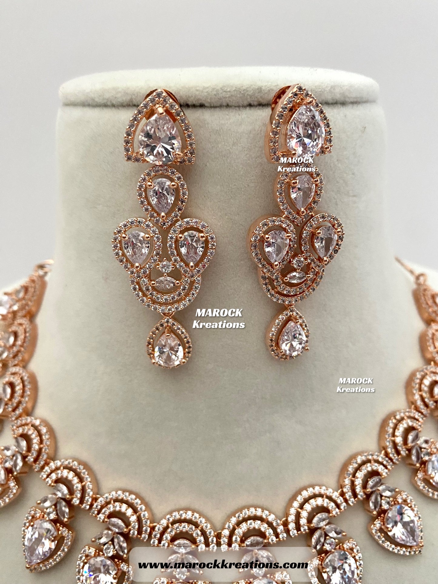 Rose Gold American Diamond Necklace set