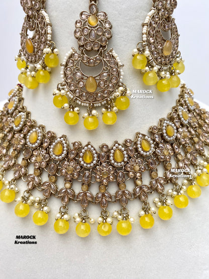 Sadhna Antique Gold Polki Necklace set