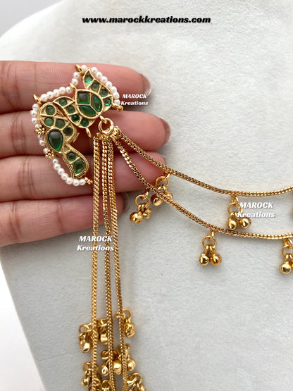 Sakina Premium quality Gold plated Kashmiri Statement Earrings with attached Saharey