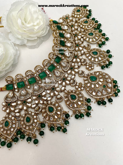 Shinal Uncut Polki Statement Necklace set/Bridal set