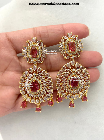 Farhat Golden American Diamond Necklace set