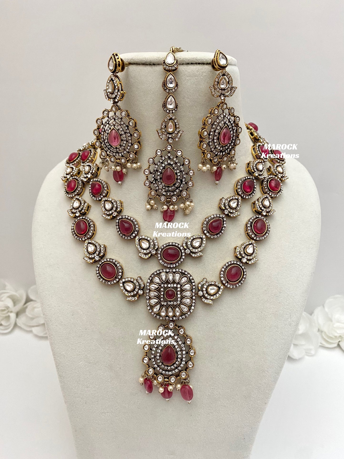 Hanali Victorian Kundan Statement Necklace set