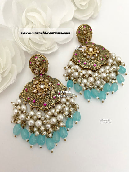 Premium Quality Polki Meenakari Statement Earrings