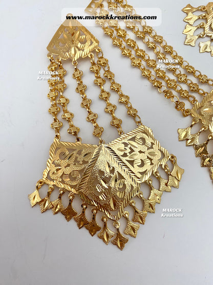 Amanat Gold plated trendy traditional necklace set comes with Passa