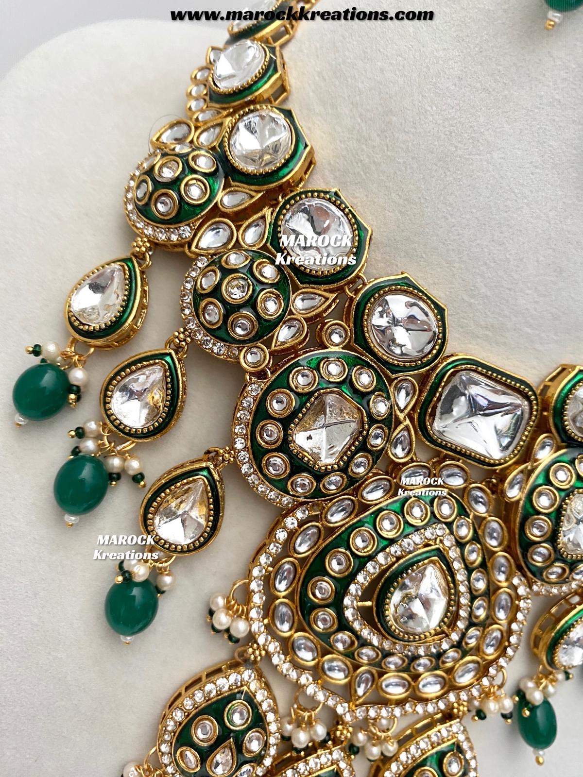 Sanuja Kundan Meenakari Statement Necklace set/Bridal set
