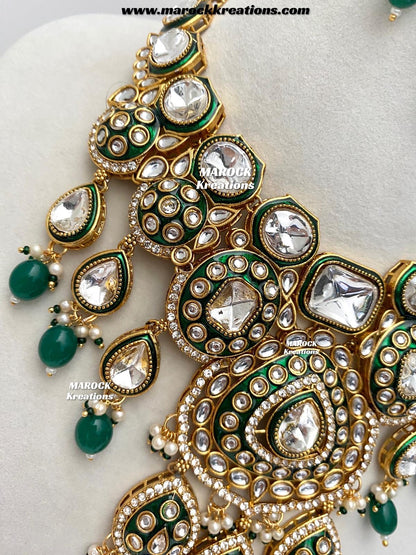 Sanuja Kundan Meenakari Statement Necklace set/Bridal set