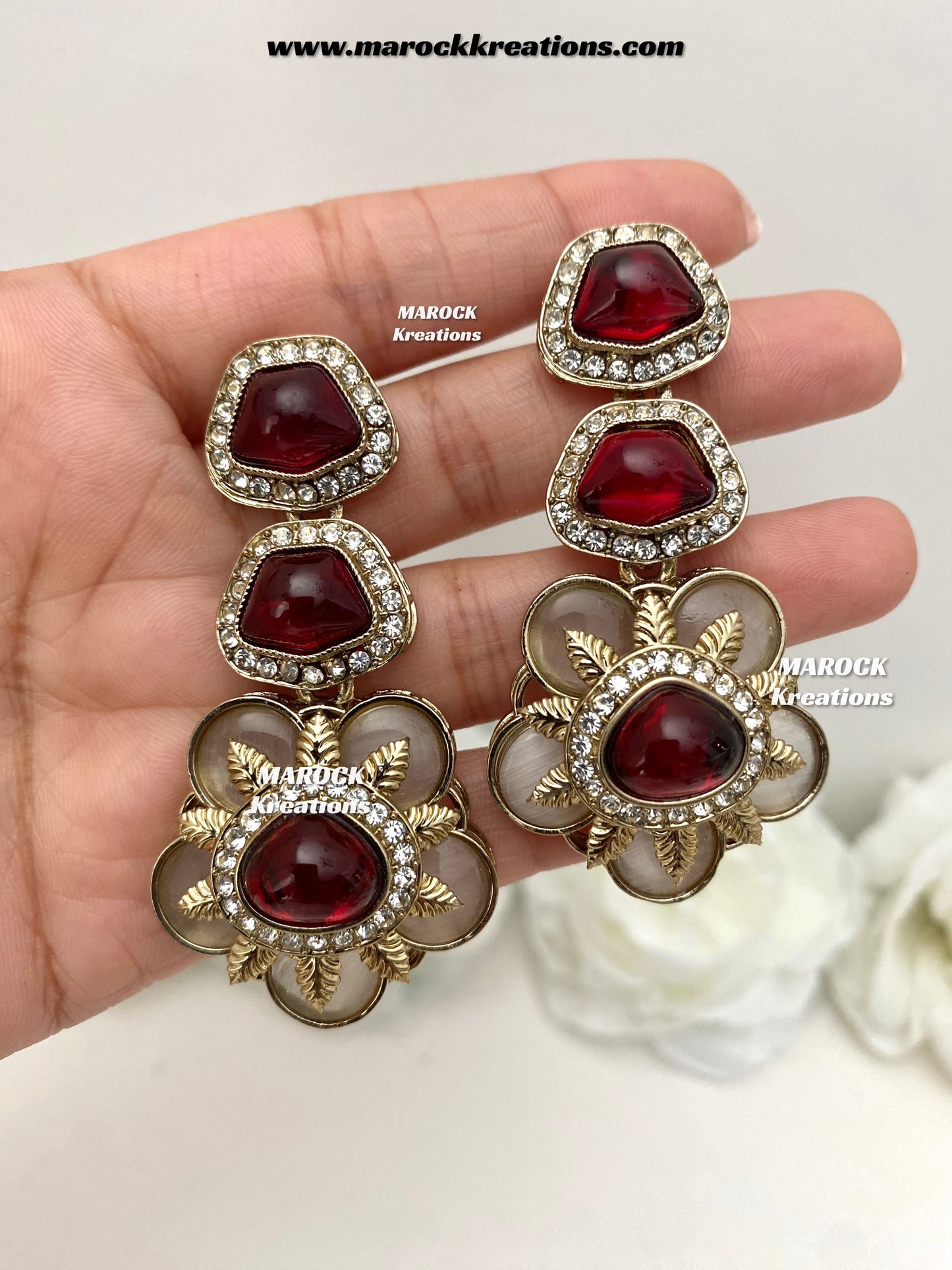 Kruti Sabyasachi inspired Mother of pearls Statement Earrings