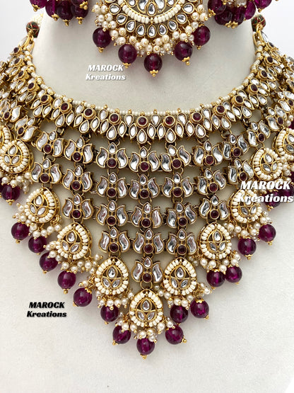 Fine Kundan V-shape Statement Necklace set