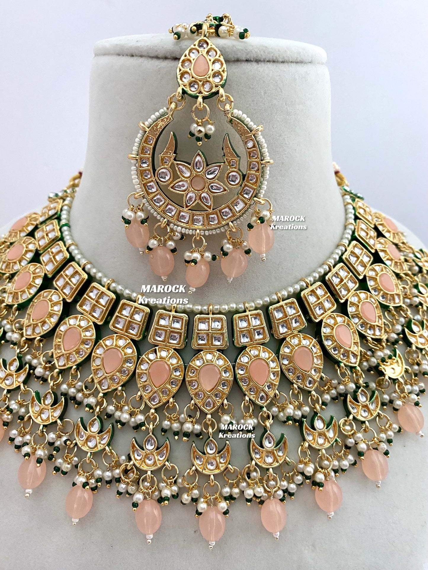 Premium Quality Thappa Kundan Statement Necklace set