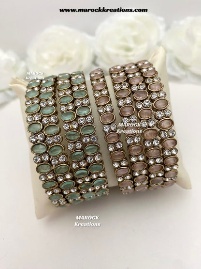 Premium Quality Monalisa stones Bangles/Kade (Set of 4)