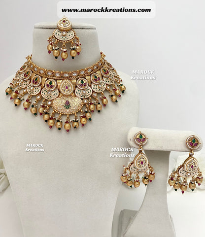 Zara Premium Quality Gold plated Kundan Necklace set