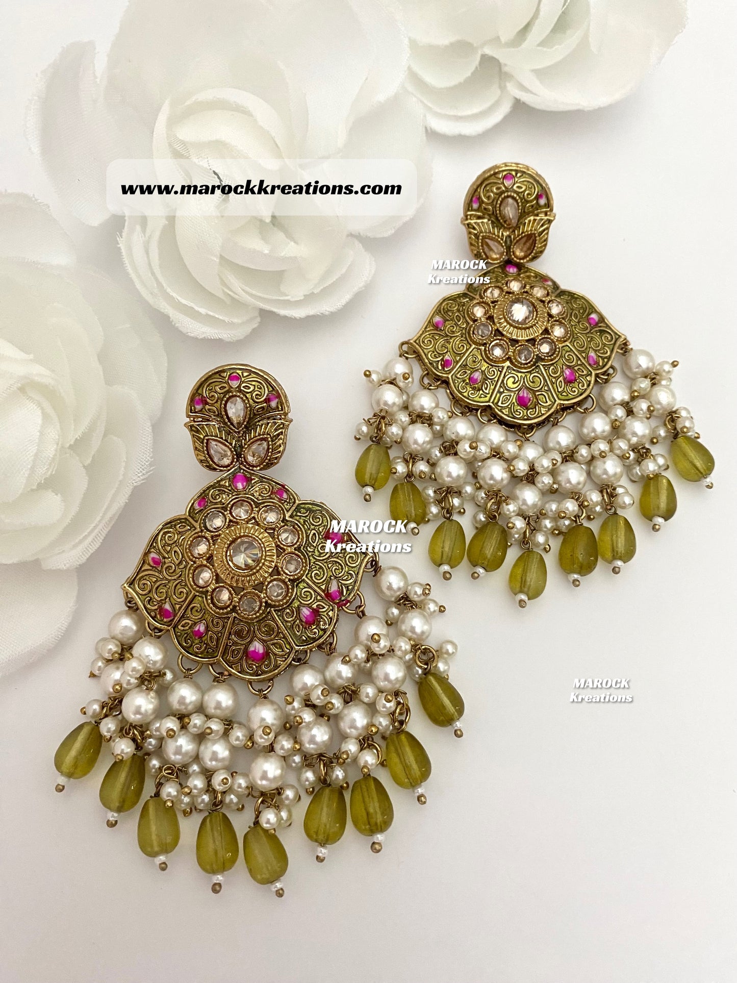 Premium Quality Polki Meenakari Statement Earrings