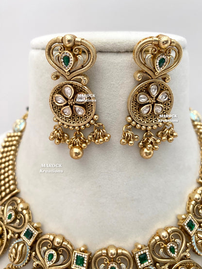Rafia Premium Quality Gold plated Kundan exclusive Necklace set