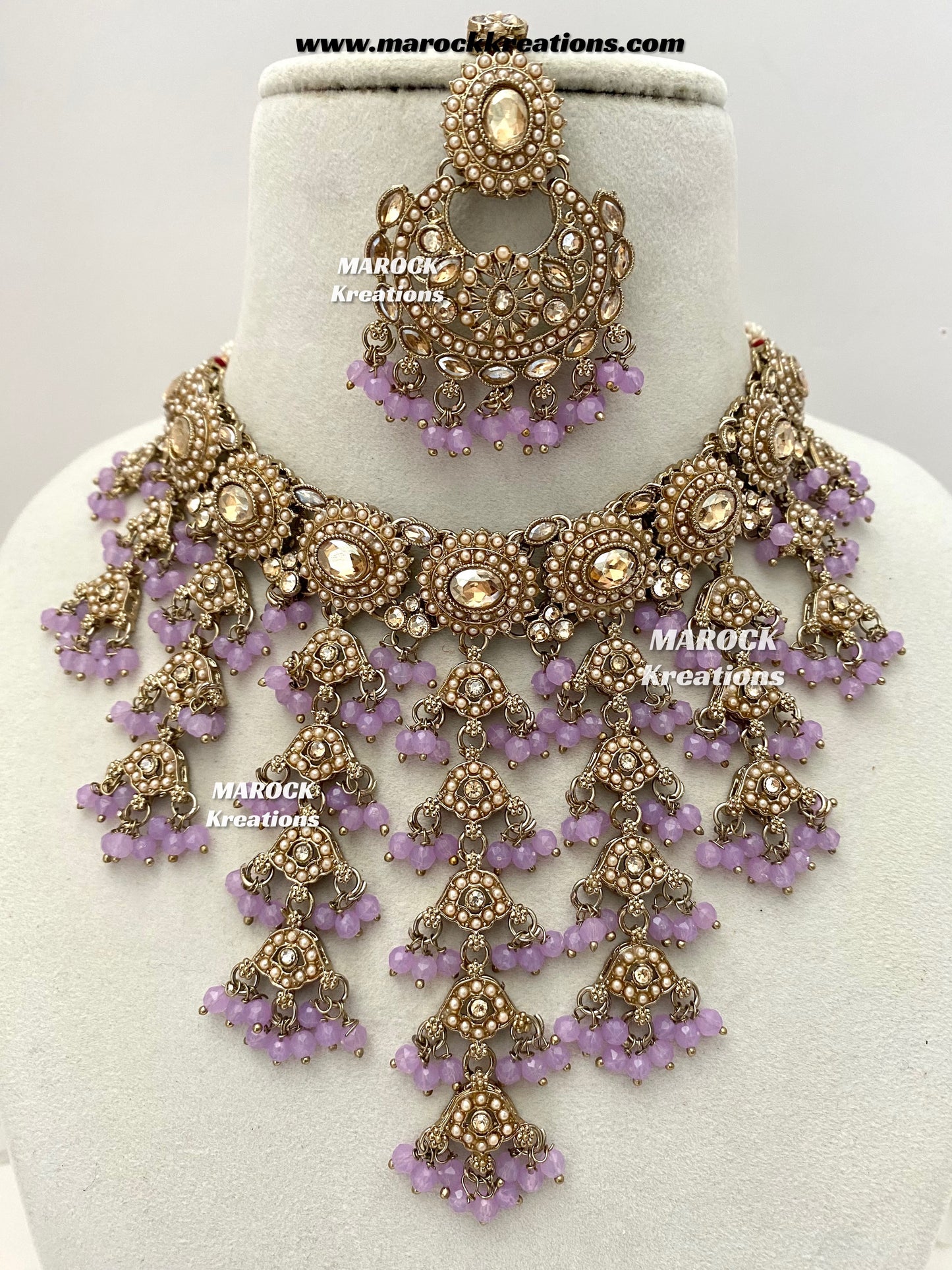 Shaya Antique Gold Polki waterfall Choker set