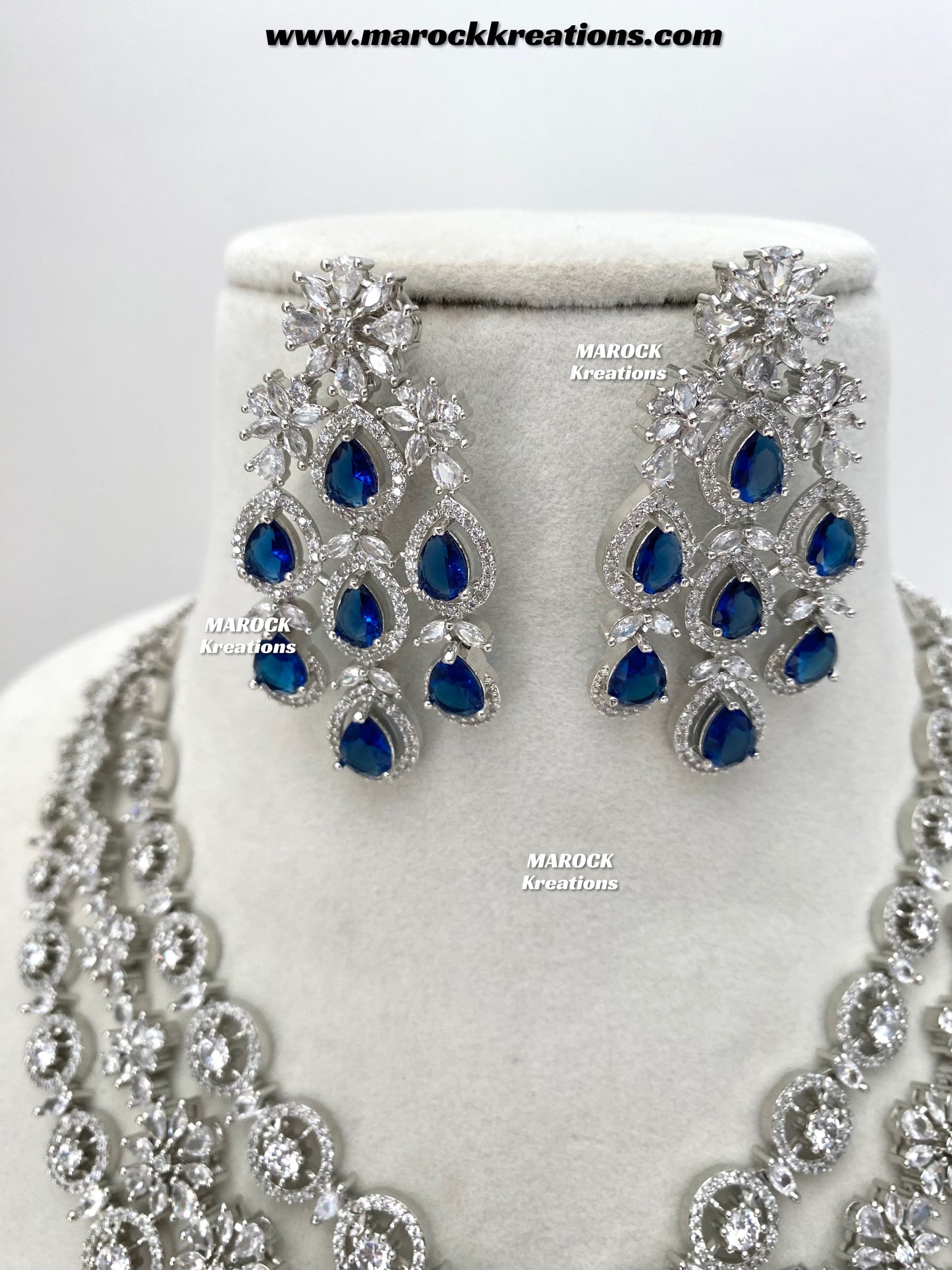Kristi Silver American Diamond Necklace set