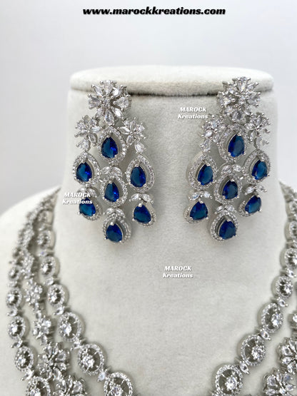 Kristi Silver American Diamond Necklace set