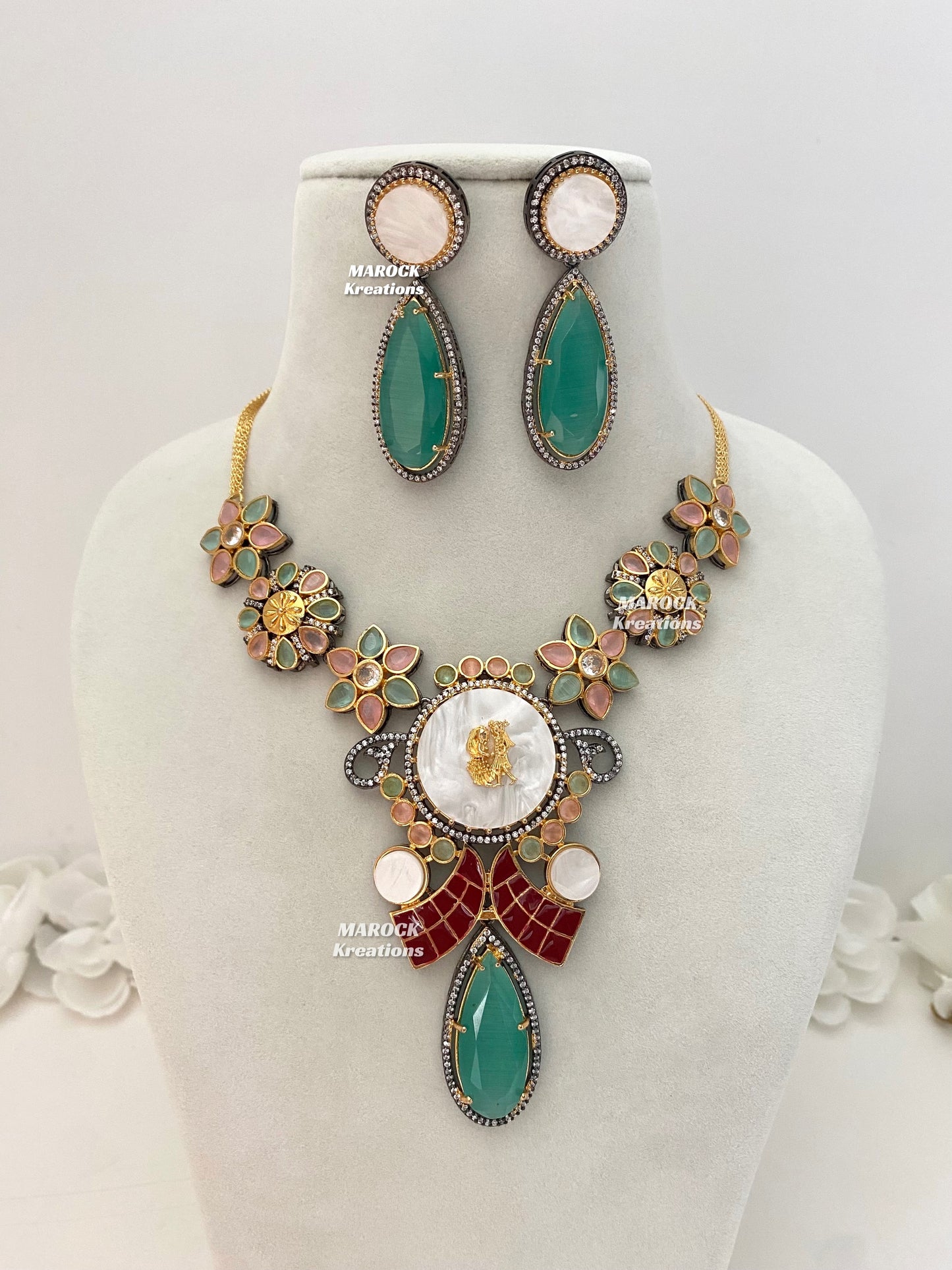 Raha Premium Quality Victorian  Kundan Necklace set