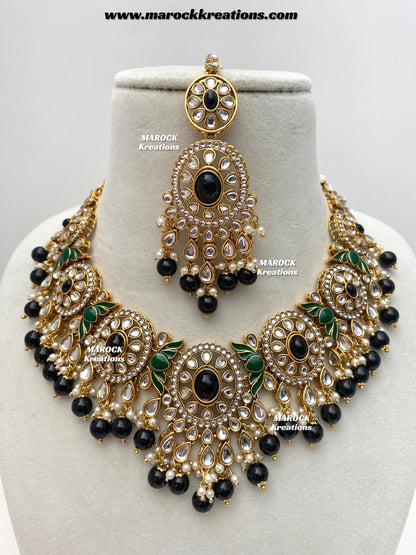 Iqra Premium Quality Kundan Meenakari Statement Necklace set
