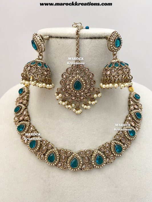 Hemani Antique gold Polki Necklace set