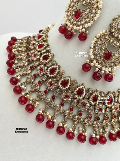 Sadhna Antique Gold Polki Necklace set