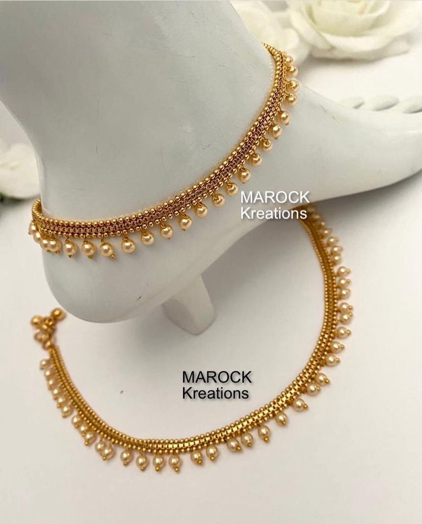 Gold plated Pearls Anklets/Payal/Jhanjhran