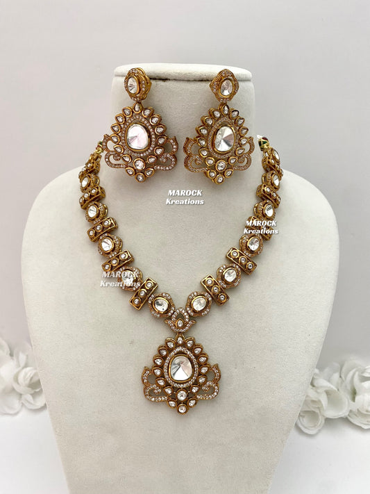 Rudra Premium Quality Moissanite Kundan Necklace set