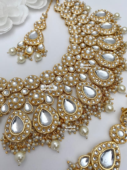 Premium Quality Thappa Kundan Necklace set